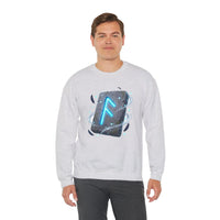 Ansuz Rune Divine Speech Graphic Sweatshirt - Heavy Blend Fleece Crewneck - Unisex White