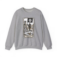 Tarot Death Card Graphic Sweatshirt - Heavy Blend Classic Fit Crewneck - Unisex White