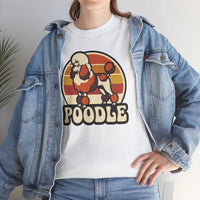 Poodle Retro 70s Sunset T-Shirt - Heavy Cotton Classic Fit Tee - Unisex White