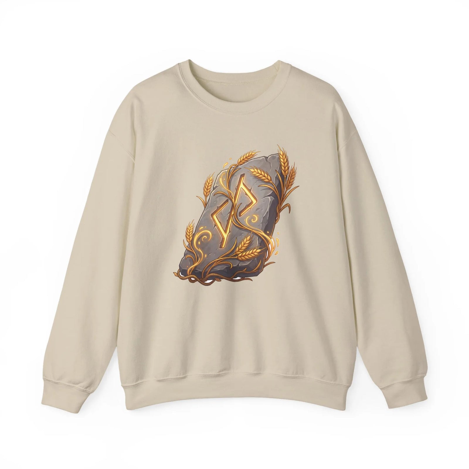 Jera Rune Harvest Graphic Sweatshirt - Heavy Blend Cotton Polyester Crewneck - Unisex White