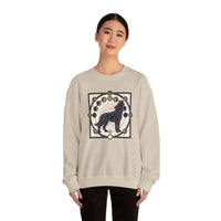 Sacred Geometry Spirit Dog Sweatshirt - Heavyweight Cotton Blend Crewneck - Unisex White