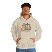 Sphynx Cat Egyptian Scales Hoodie - Heavyweight Cotton Blend Pullover - Unisex White