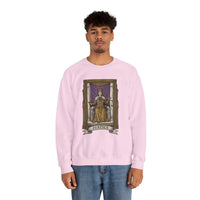 Justice Tarot Card Sweatshirt - Heavy Blend Cotton Poly Crewneck - Unisex White