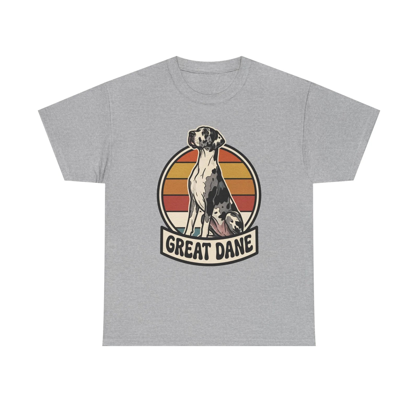 Great Dane Retro 70s Sunset Graphic T-Shirt - Heavy Cotton Classic Fit Tee - Unisex White