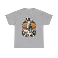 Great Dane Retro 70s Sunset Graphic T-Shirt - Heavy Cotton Classic Fit Tee - Unisex White