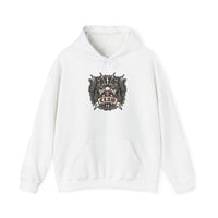 Band Crest Heavy Metal Rocker Cats Hoodie - Heavyweight Cotton Blend Classic Fit - Unisex White