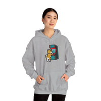 8-Bit Pixel Gaming Dogs Hoodie - Soft Cotton Blend Pullover Fleece - Unisex White