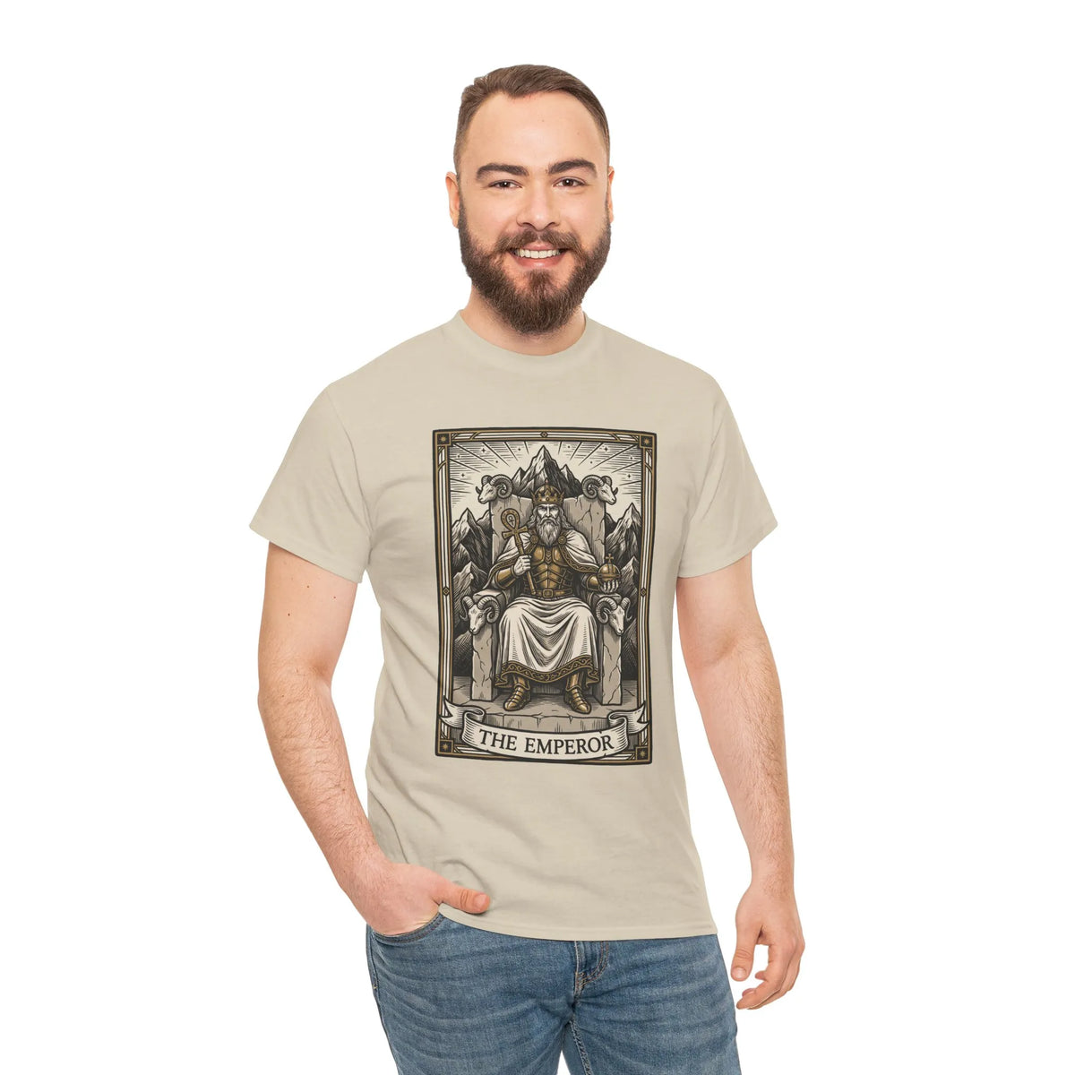 The Emperor Tarot Card T-Shirt - Heavy Cotton Classic Fit - Unisex White