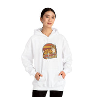 Orange Tabby Retro 70s Sunset Hoodie - Cozy Cotton Blend Pullover - Unisex White