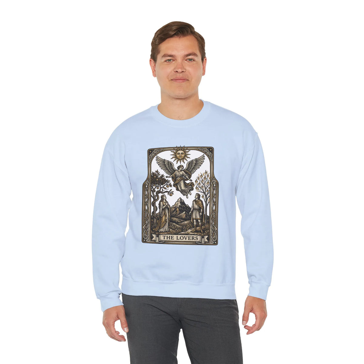 The Lovers Tarot Card Sweatshirt - Heavy Blend Fleece Crewneck - Unisex White
