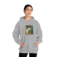 Arcade Gaming Pixel Cat Hoodie - Classic Fit Cotton Blend Pullover - Unisex White