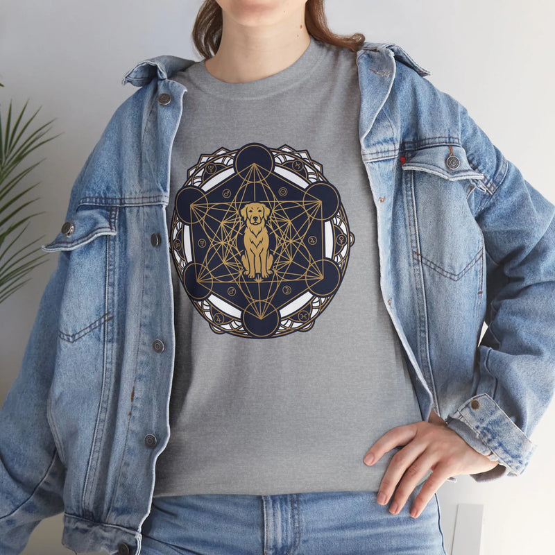 Metatron's Hound Sacred Geometry T-Shirt - Heavy Cotton Classic Fit Tee - Unisex White