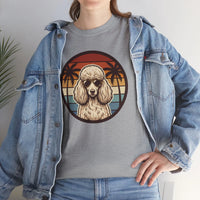 Poodle Cool Dogs 70s Sunset Aviators T-Shirt - Heavy Cotton Classic Fit - Unisex White