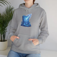 Tiwaz Tyr Sword Graphic Hoodie - Classic Fit Pouch Pocket Fleece - Unisex White