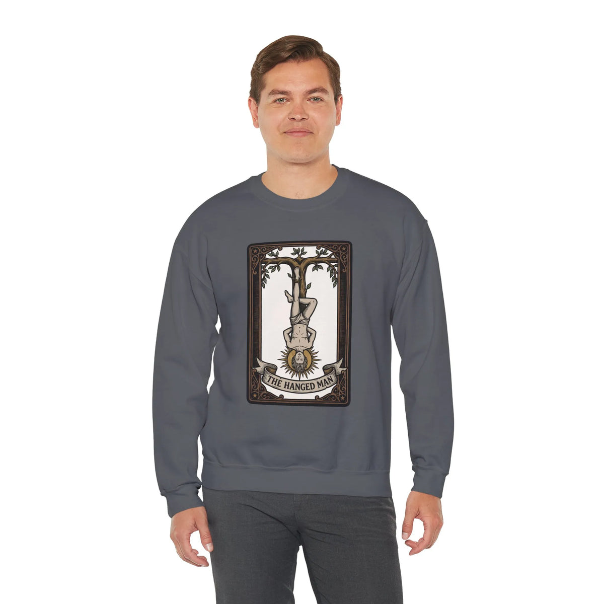 The Hanged Man Tarot Card Sweatshirt - Soft Fleece Classic Fit Crewneck - Unisex Off White
