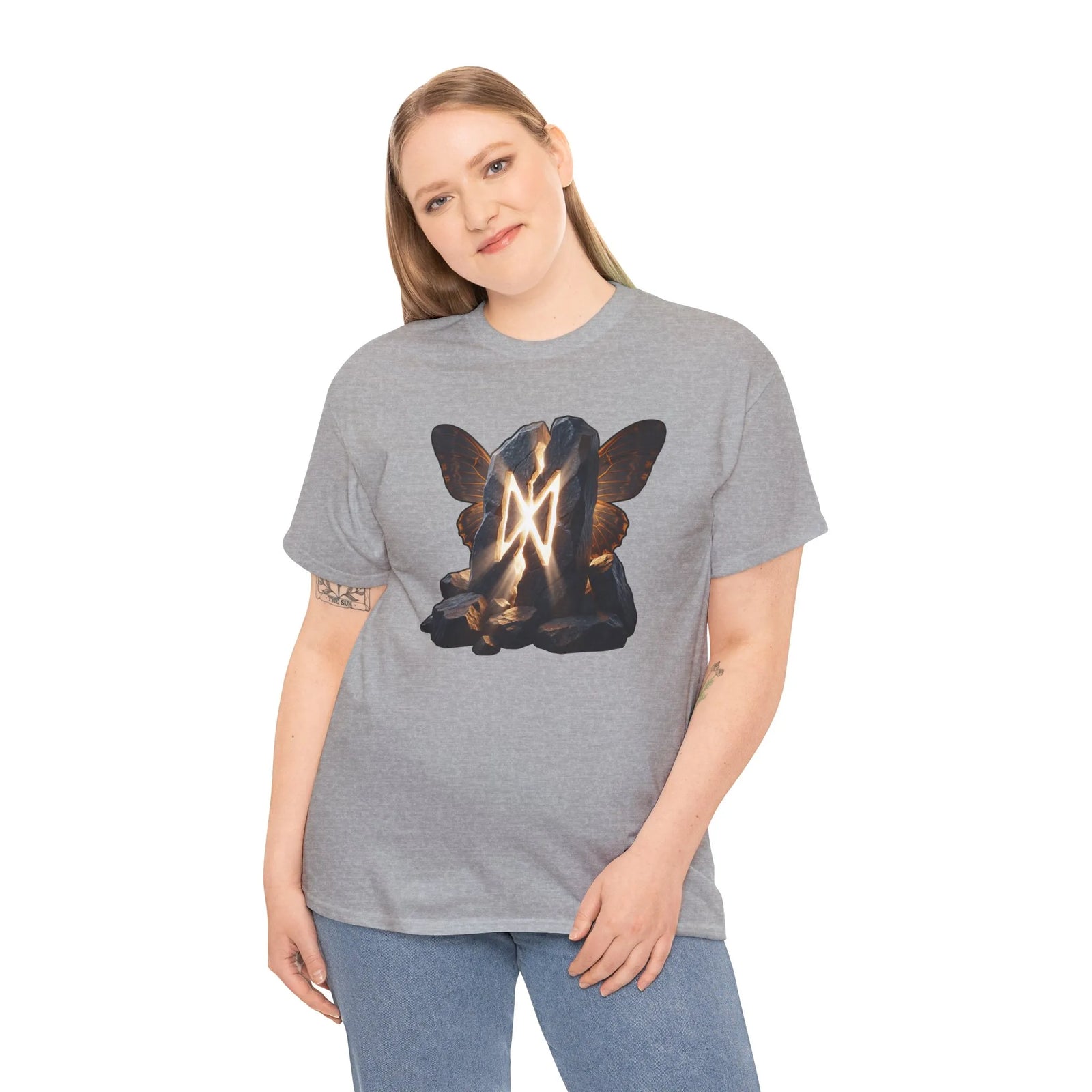 Dagaz Rune Breakthrough Symbol T-Shirt - Heavyweight 100% Cotton Classic Fit Tee - Unisex White