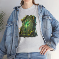 Fehu Rune Wealth Symbol T-Shirt - Heavy Cotton Classic Fit Tee - Unisex White