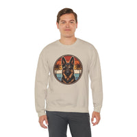 German Shepherd 70s Sunset Aviators Sweatshirt - Heavy Blend Cotton-Poly Crewneck - Unisex White