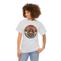 Maine Coon Cat Aviator Sunglasses T-Shirt - Heavy Cotton Classic Fit Tee - Unisex White