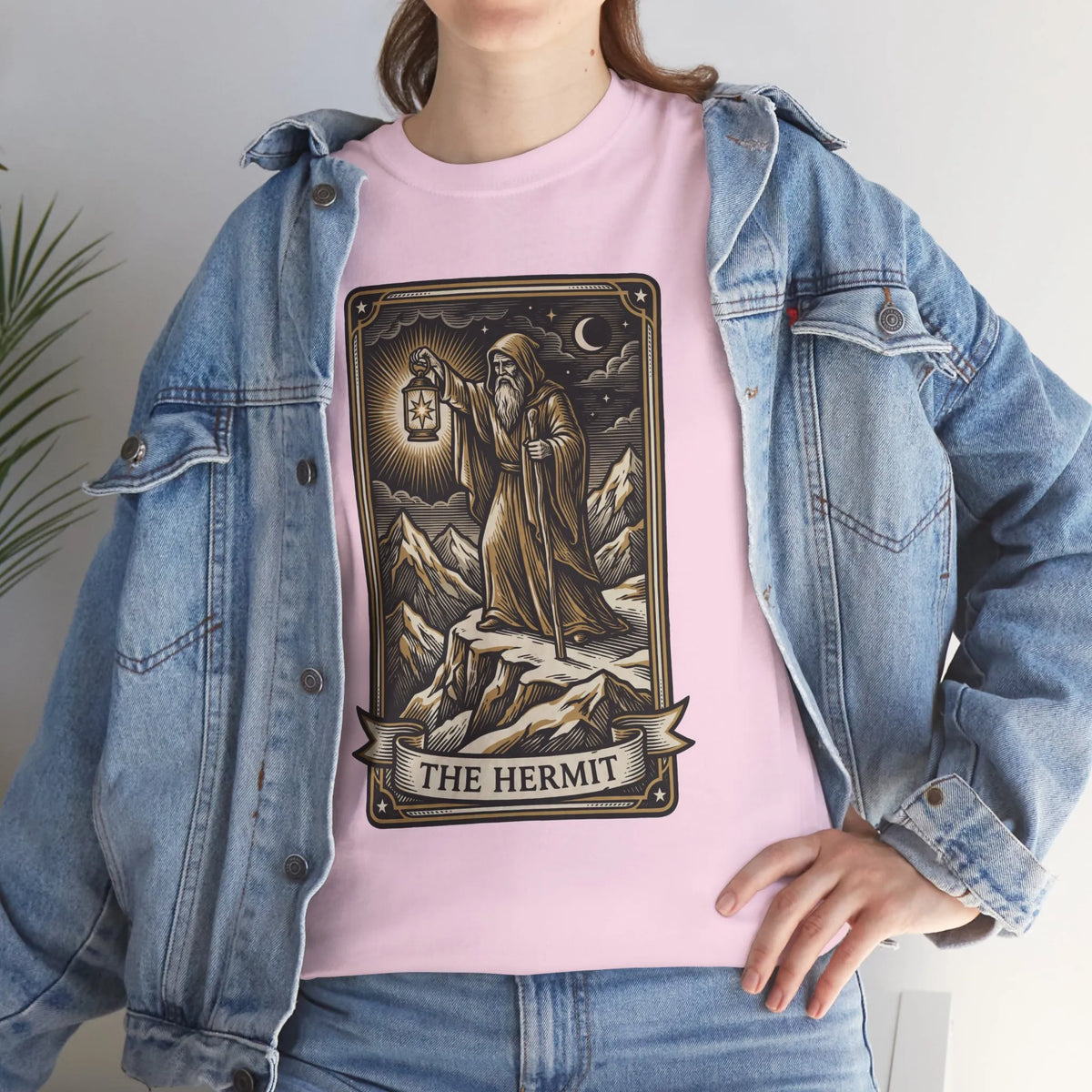 The Hermit Tarot T-Shirt - Medium Weight Cotton Classic Tee - Unisex White