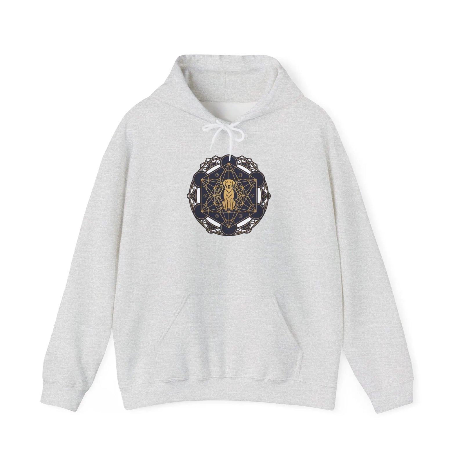 Metatron's Hound Sacred Geometry Hoodie - Heavy Blend Cotton-Poly Fleece Pullover - Unisex White