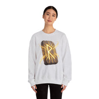 Raido Rune Journey Wheel Sweatshirt - Heavy Blend Classic Crewneck - Unisex White