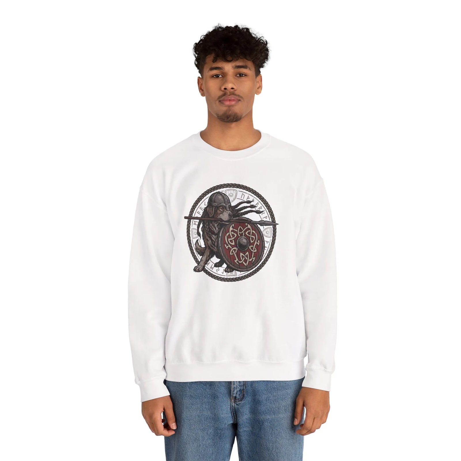 Shieldmaiden Viking Berserker Dogs Sweatshirt - Heavyweight Fleece Crewneck - Unisex White
