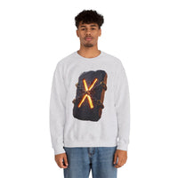Gebo Rune Stone Graphic Sweatshirt - Medium Heavy Fleece Crewneck - Unisex White