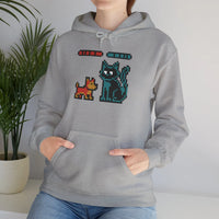 Boss Fight 8-Bit Pixel Gaming Dogs Hoodie - Medium Weight Cotton Blend Pullover - Unisex White