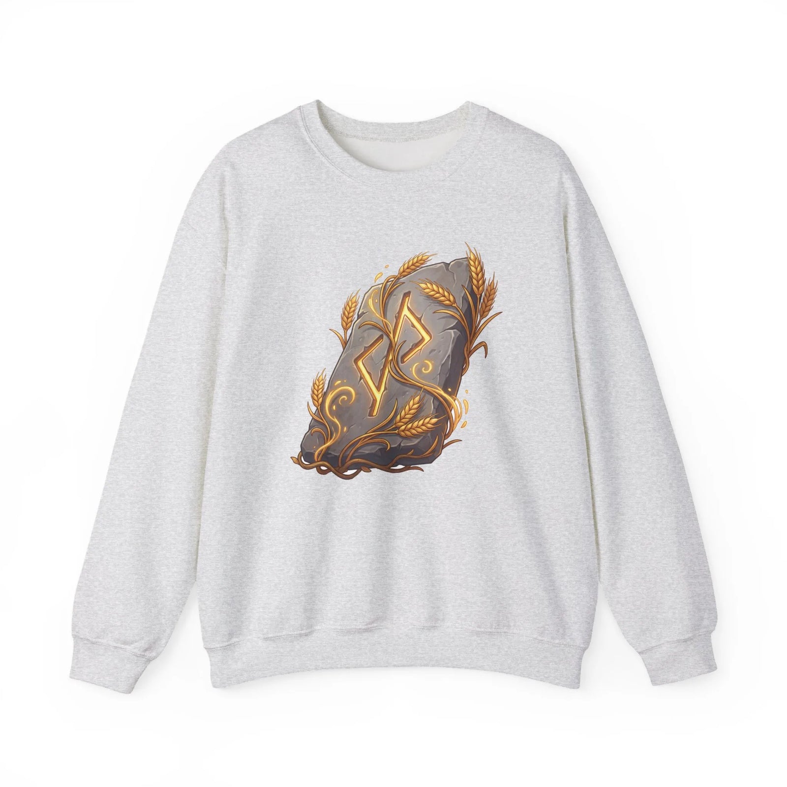 Jera Rune Harvest Graphic Sweatshirt - Heavy Blend Cotton Polyester Crewneck - Unisex White