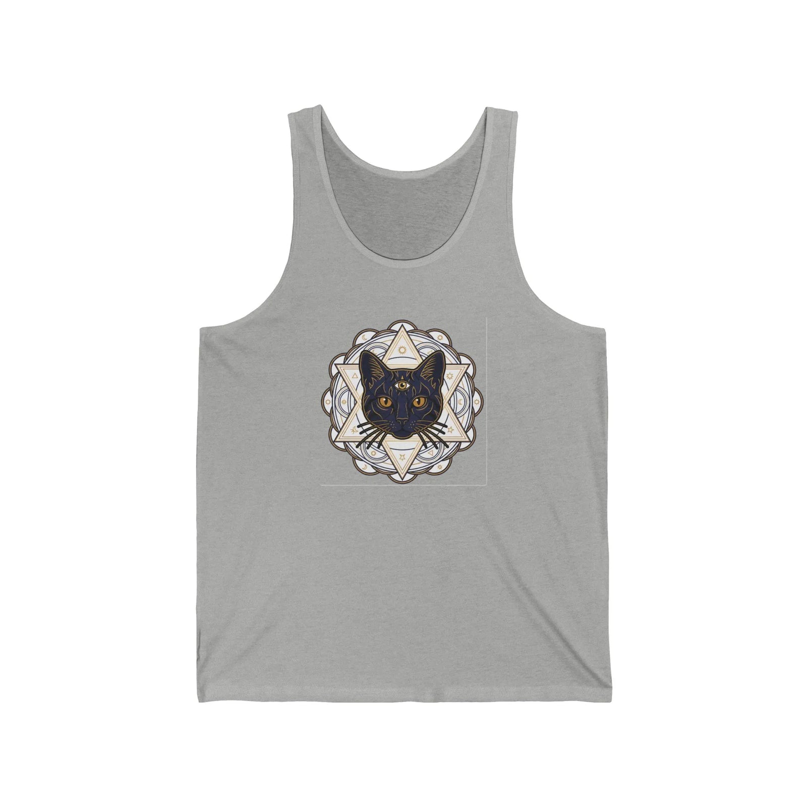 Third Eye Alchemist Cat Graphic Tank Top - Soft Airlume Cotton Jersey - Unisex Athletic Heather