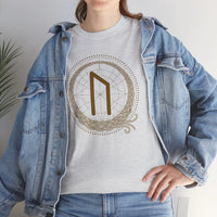 Uruz Rune Symbol Graphic T-Shirt - Heavyweight Cotton Classic Fit - Unisex White