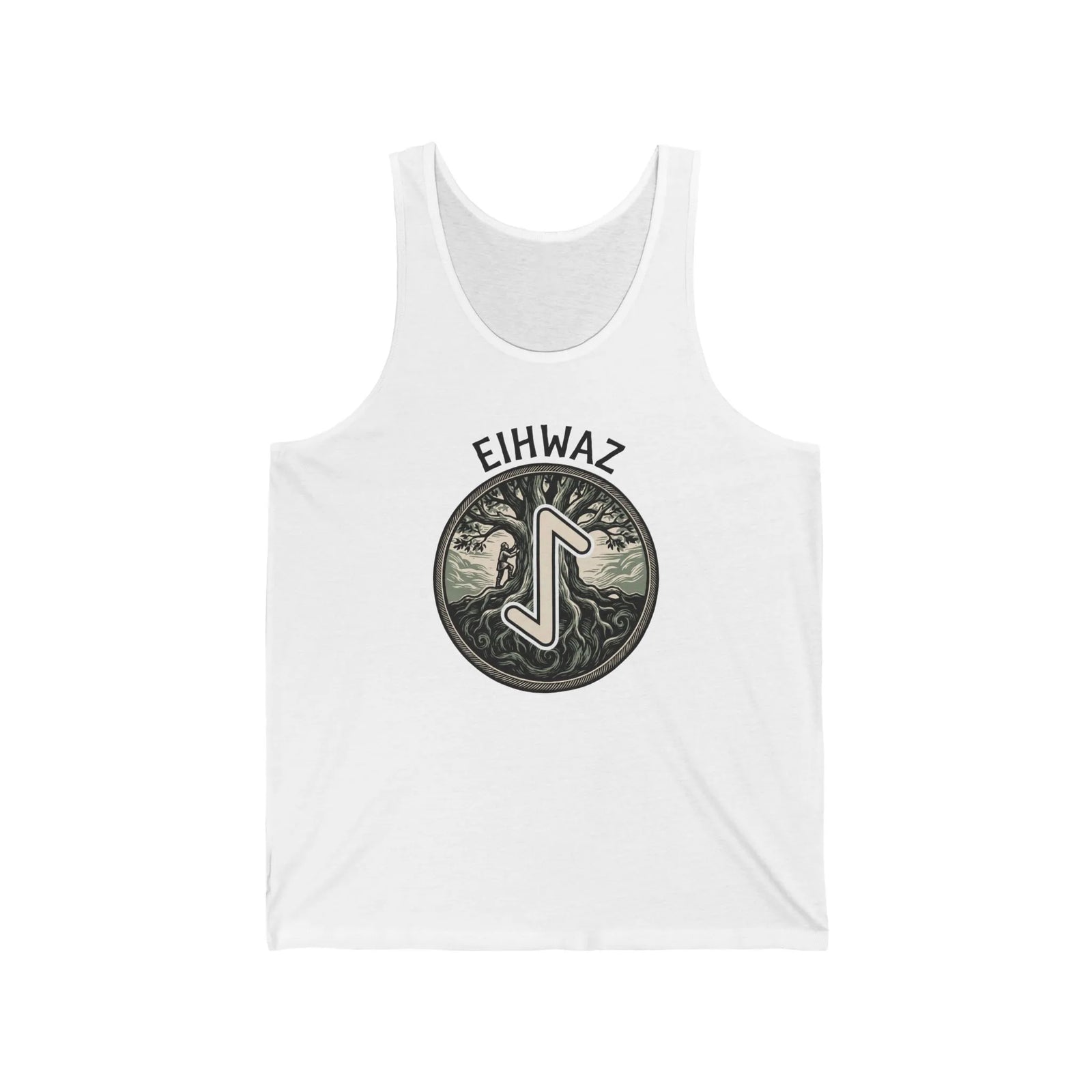 Eihwaz Yggdrasil Rune Tank Top - Lightweight Combed Cotton Jersey - Unisex White