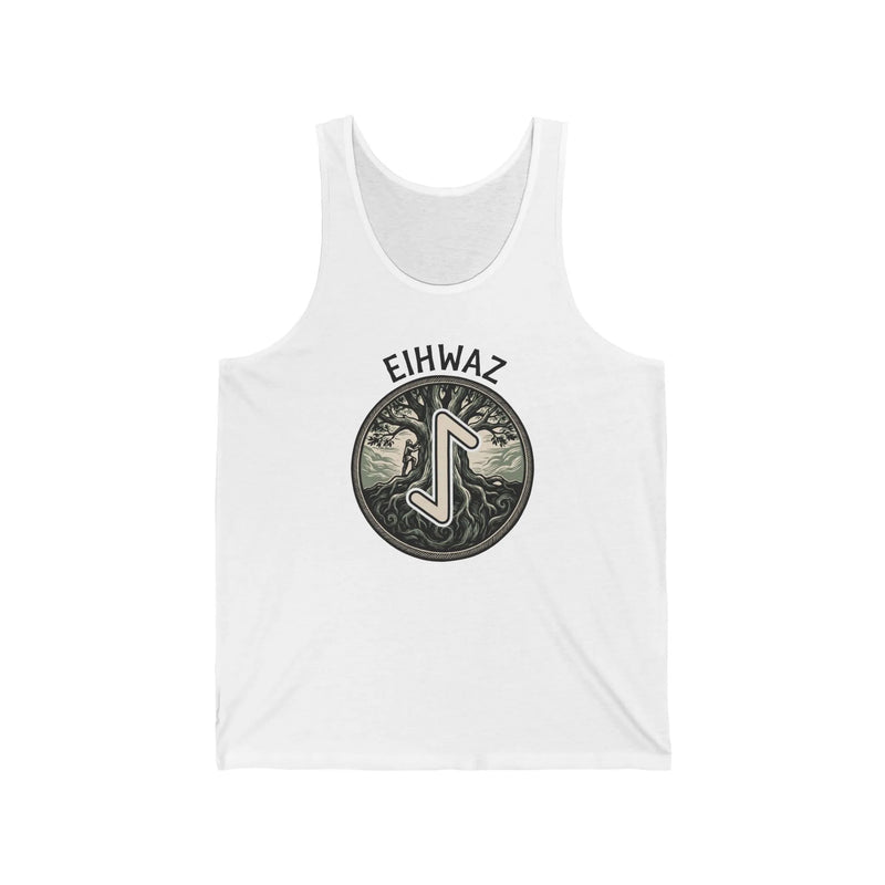 Eihwaz Yggdrasil Rune Tank Top - Lightweight Combed Cotton Jersey - Unisex White