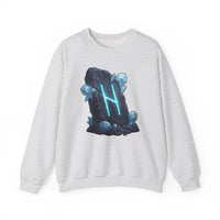 Hagalaz Rune Stone Graphic Sweatshirt - Heavy Blend Fleece Crewneck - Unisex White