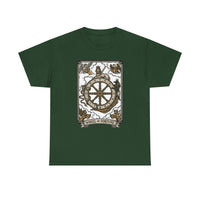 Wheel of Fortune Tarot Graphic T-Shirt - Heavyweight Cotton Classic Fit - Unisex White