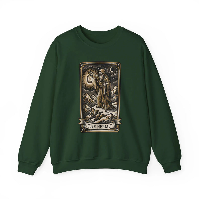 The Hermit Tarot Card Sweatshirt - Heavy Blend Crewneck Fleece - Unisex Off White