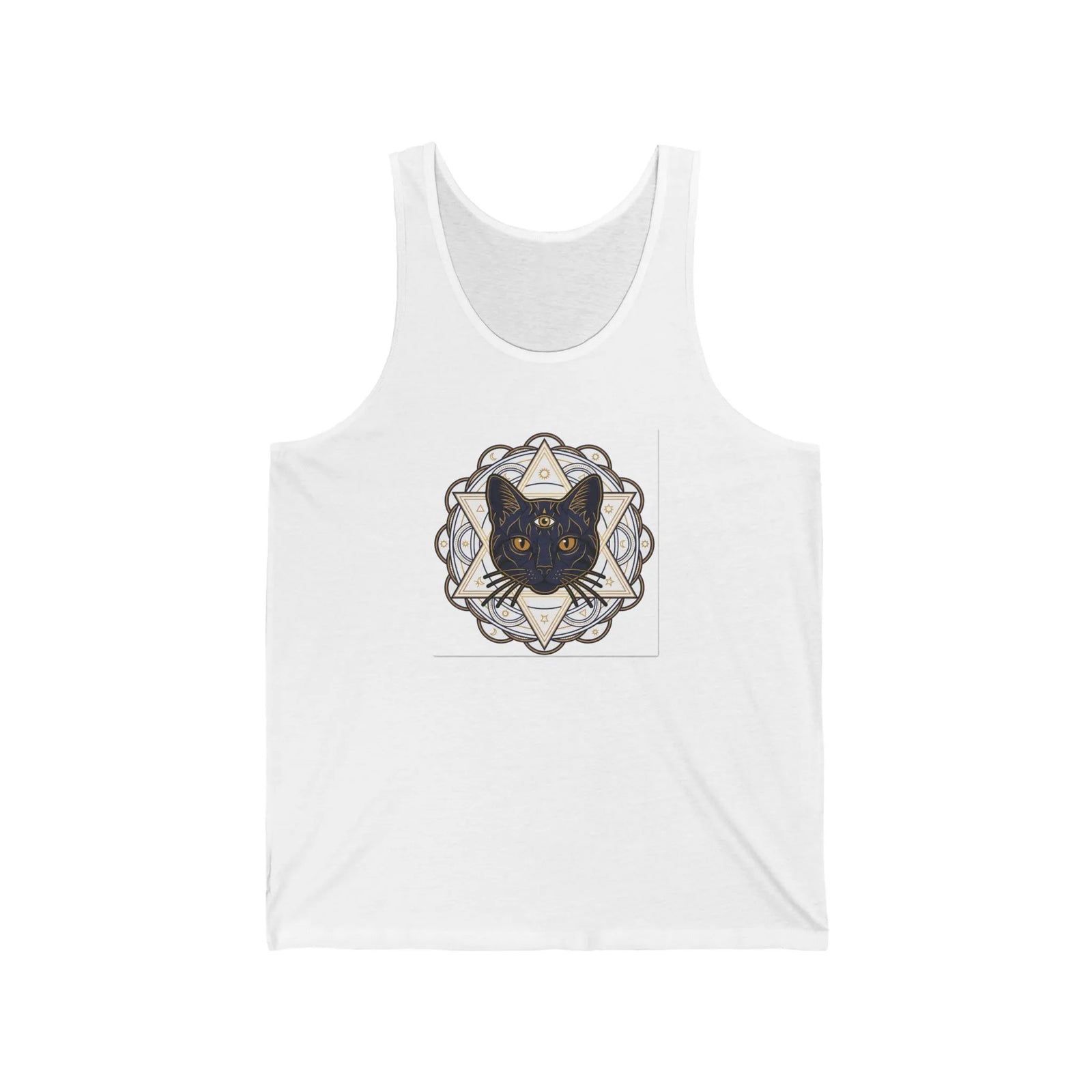 Third Eye Alchemist Cat Graphic Tank Top - Soft Airlume Cotton Jersey - Unisex Athletic Heather