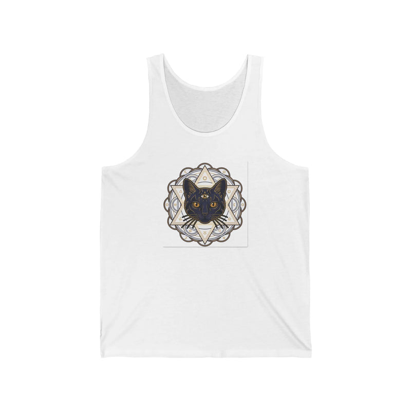 Third Eye Alchemist Cat Graphic Tank Top - Soft Airlume Cotton Jersey - Unisex Athletic Heather