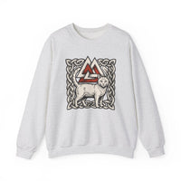 Valknut Cat Norse Mythology Sweatshirt - Heavy Blend Durable Fleece Crewneck - Unisex Off-White