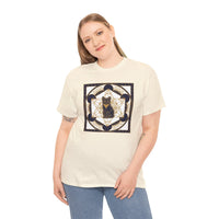 Metatron's Cat Sacred Geometry T-Shirt - Heavyweight Cotton Classic Fit Tee - Unisex White