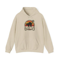 Black Cat Retro Sunset Hoodie - Heavy Blend Cotton-Poly Fleece - Unisex White