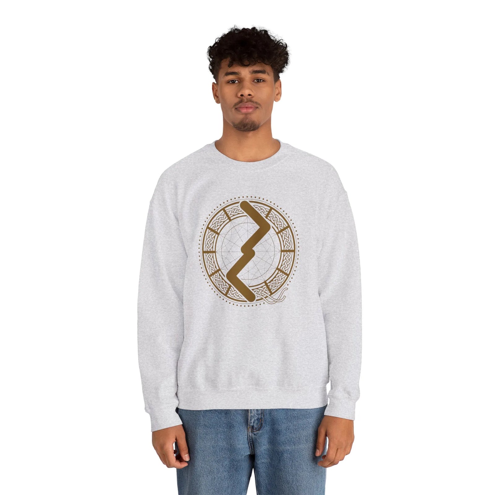 Jera Harvest Rune Sweatshirt - Heavy Cotton Blend Crewneck - Unisex White