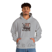 Viking Berserker Cats Longship Hoodie - Warm Cotton-Poly Fleece Pullover - Unisex White