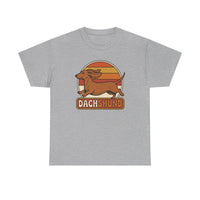 Dachshund Retro 70s Sunset Graphic T-Shirt - Heavy Cotton Classic Fit Tee - Unisex White