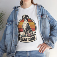 Great Dane Retro 70s Sunset Graphic T-Shirt - Heavy Cotton Classic Fit Tee - Unisex White