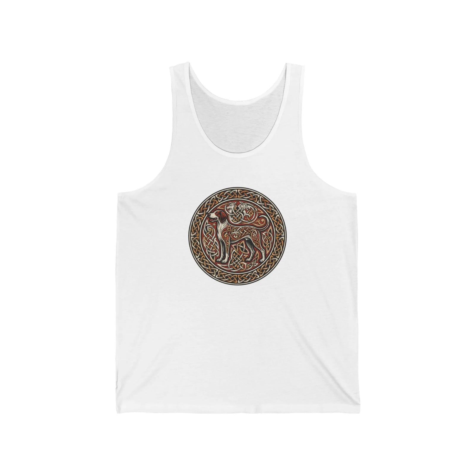 Knotwork Hound Odin's Wolves Tank Top - Soft Airlume Cotton Jersey - Unisex Athletic Heather