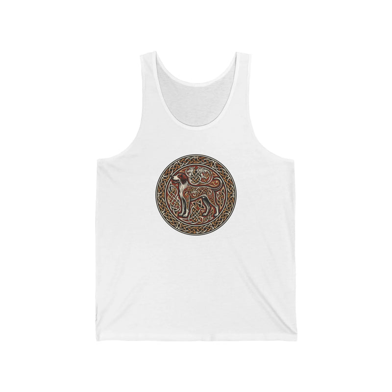 Knotwork Hound Odin's Wolves Tank Top - Soft Airlume Cotton Jersey - Unisex Athletic Heather