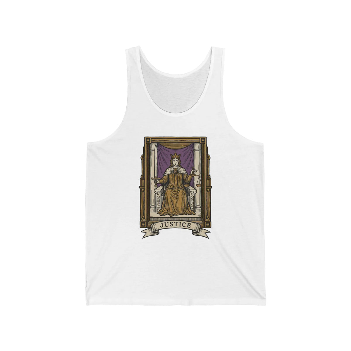 Justice Tarot Card Tank Top - Lightweight Combed Cotton Retail Fit - Unisex Athletic Heather