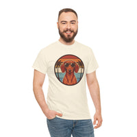 Cool Dachshund 70s Sunset Aviator T-Shirt - Heavy Cotton Classic Fit Tee - Unisex White